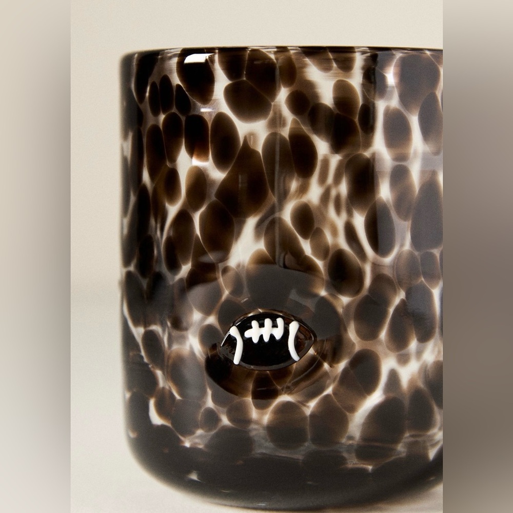 Anthropologie The Confetti Icon Juice Glass: Confetti Football BLACK NWT - Picture 3 of 4